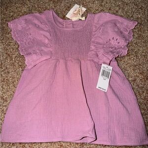 NWT Jessica Simpson Eyelet Flutter Sleeve Kids Top. Size 5/6.